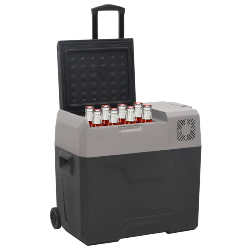 vidaXL Chladiaci box s kolieskom a adaptérom čierno-sivý 40 l PP