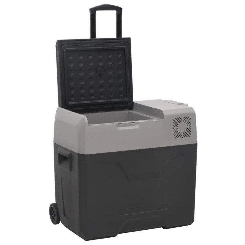 vidaXL Chladiaci box s kolieskom a adaptérom čierno-sivý 40 l PP