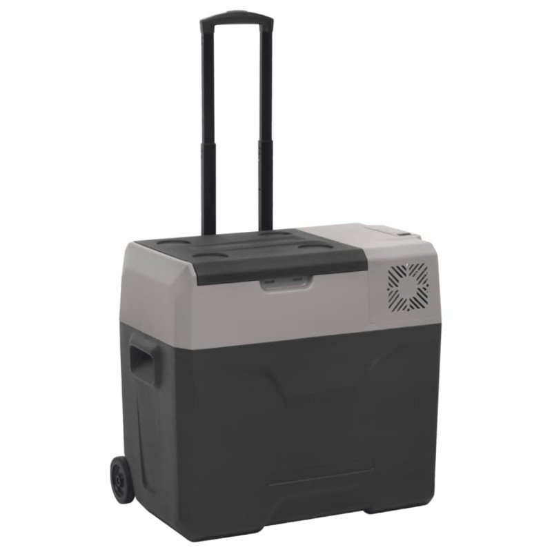 vidaXL Chladiaci box s kolieskom a adaptérom čierno-sivý 40 l PP