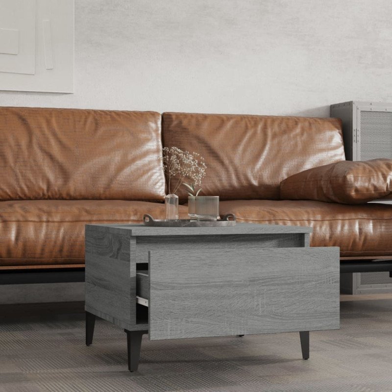 vidaXL Bočný stolík sivý sonoma 50x46x35 cm spracované drevo