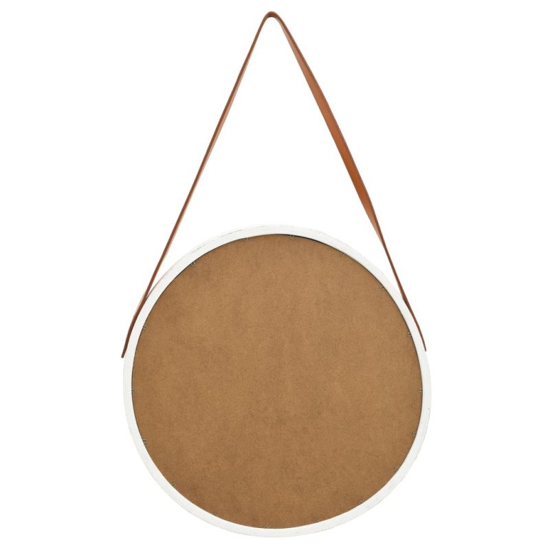 vidaXL Nástenné zrkadlo s popruhom biele 50 cm
