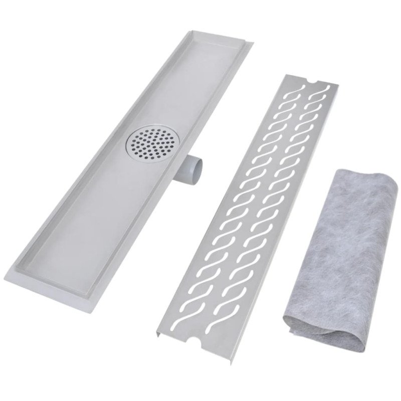 vidaXL Rovný sprchový odtok s vlnkami, 630x140 mm, nerezová oceľ