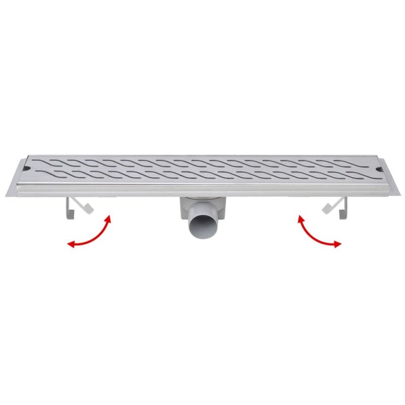 vidaXL Rovný sprchový odtok s vlnkami, 630x140 mm, nerezová oceľ
