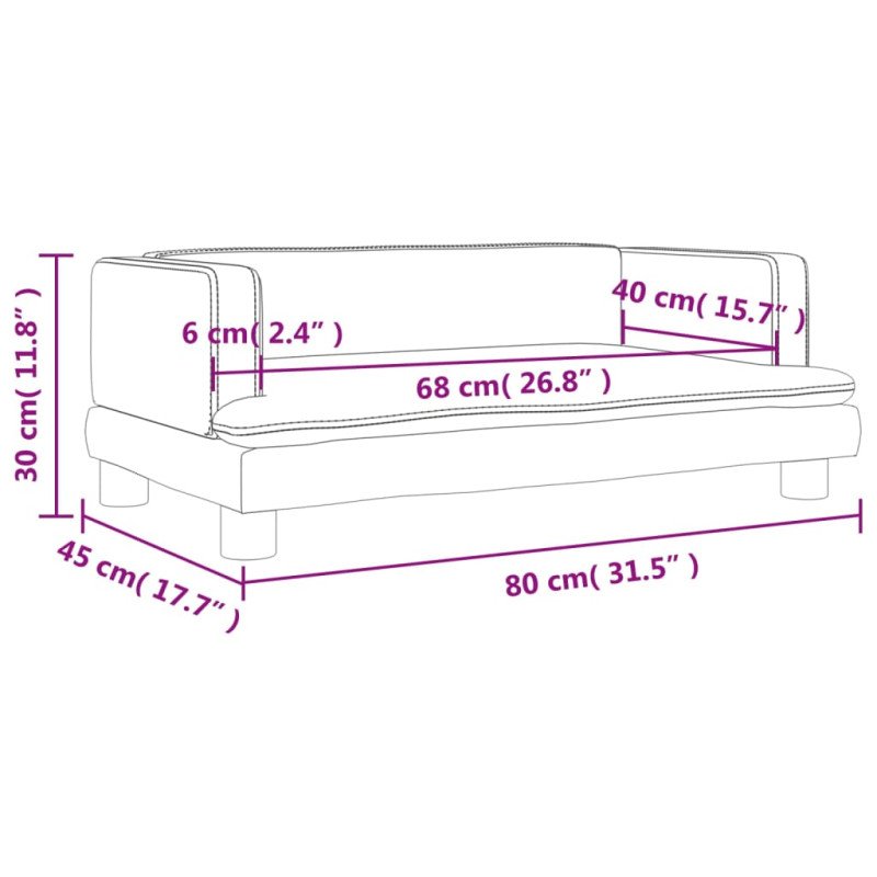 vidaXL Detská pohovka tmavosivá 80x45x30 zamat