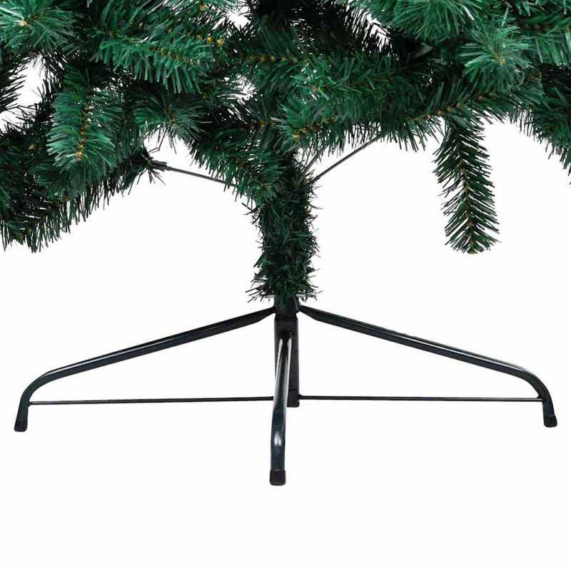 vidaXL Osvetlený umelý polovičný vianočný stromček+gule, zelený 180 cm
