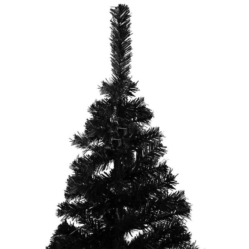 vidaXL Osvetlený umelý vianočný stromček s guľami, čierny 120 cm, PVC