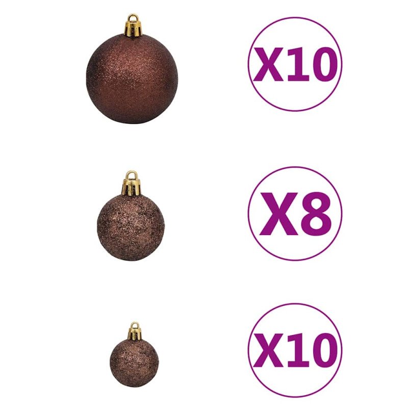 vidaXL Osvetlený umelý vianočný stromček s guľami, zlatý 240 cm, PET