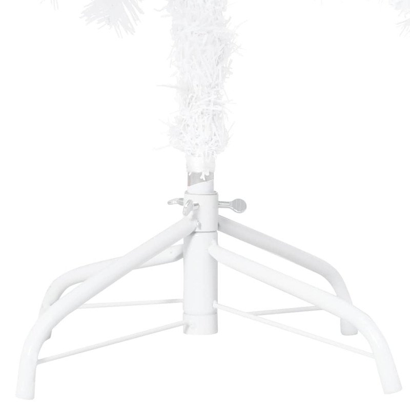 vidaXL Osvetlený umelý vianočný stromček s guľami, biely 210 cm, PVC