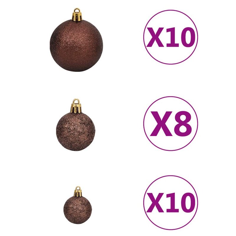 vidaXL Osvetlený umelý vianočný stromček s guľami, biely 210 cm