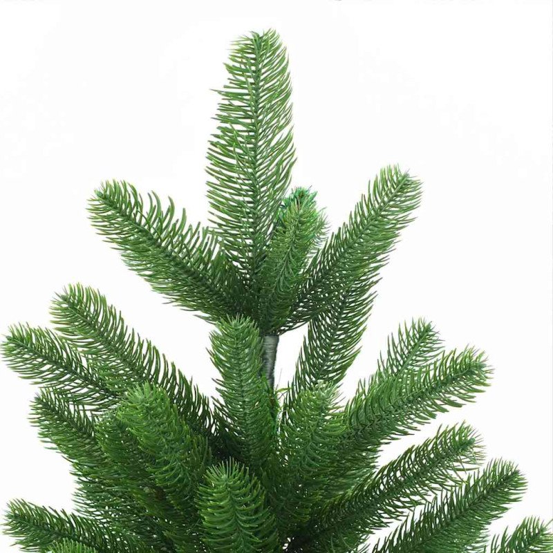 vidaXL Osvetlený umelý vianočný stromček s guľami 210 cm, zelený