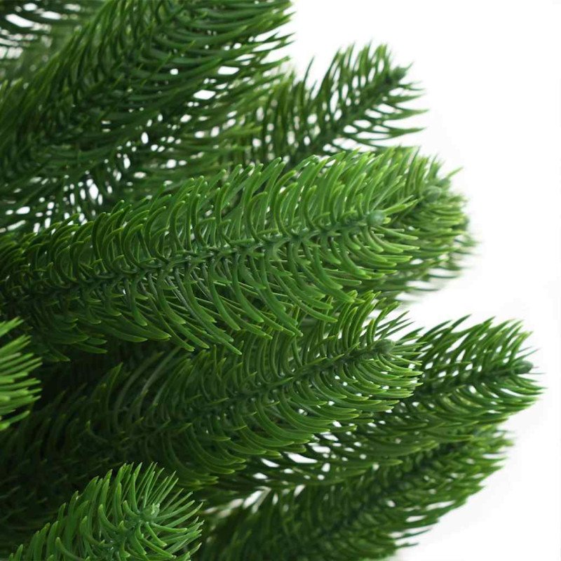 vidaXL Osvetlený umelý vianočný stromček s guľami 210 cm, zelený