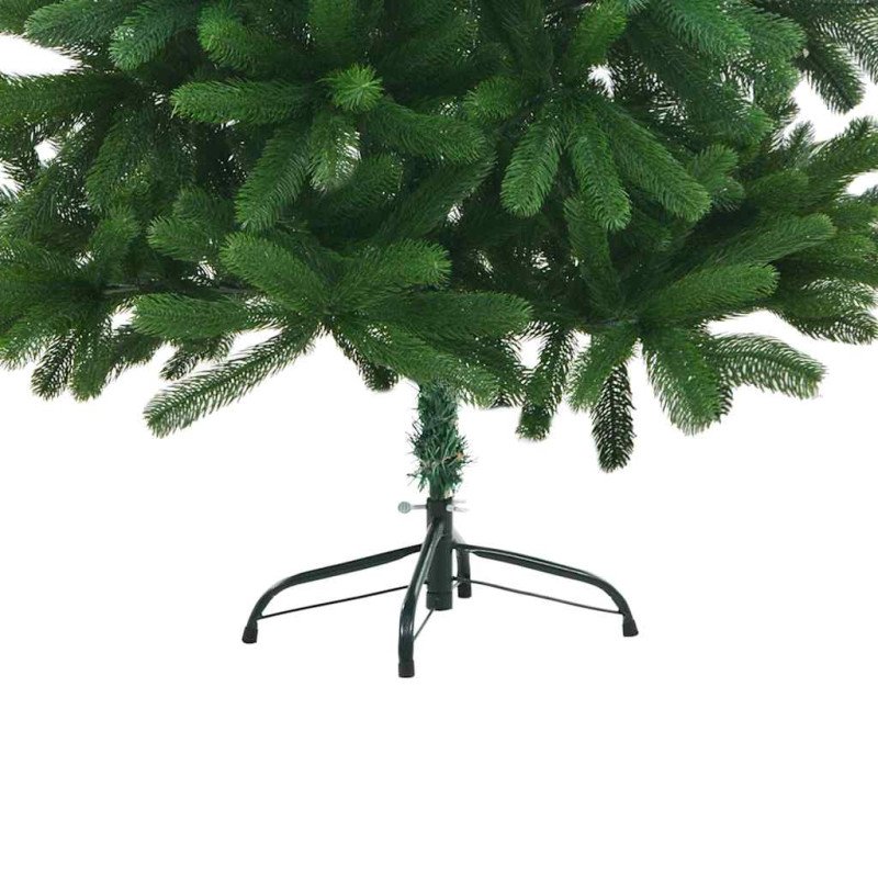 vidaXL Osvetlený umelý vianočný stromček s guľami 210 cm, zelený