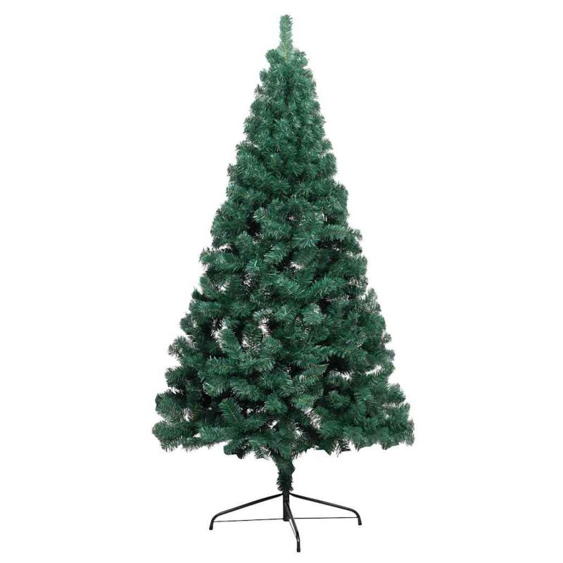 vidaXL Osvetlený umelý polovičný vianočný stromček+gule, zelený 120 cm