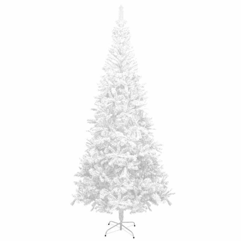 vidaXL Osvetlený umelý vianočný stromček s guľami L 240 cm, biely