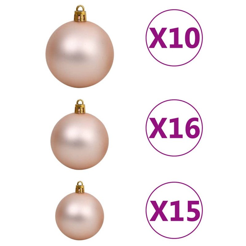 vidaXL Osvetlený umelý vianočný stromček s guľami L 240 cm, biely