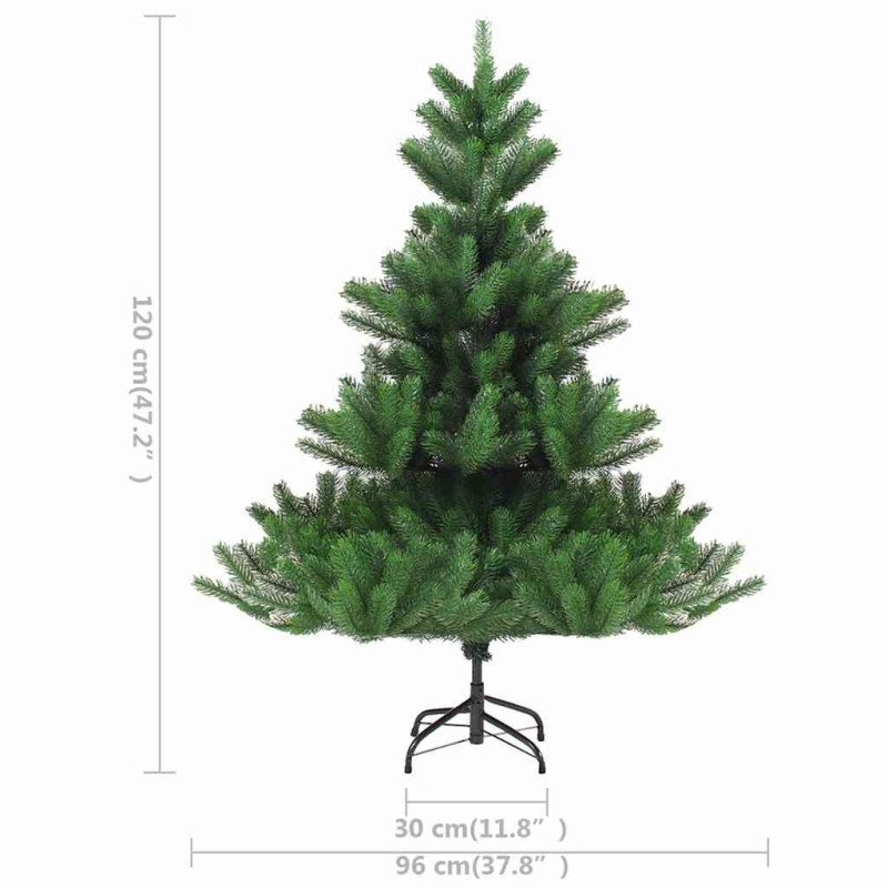 vidaXL Umelý vianočný stromček jedľa Nordmann LED a gule zelený 120 cm