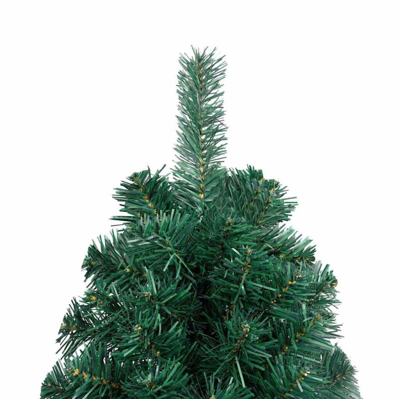vidaXL Osvetlený umelý polovičný vianočný stromček+gule, zelený 150 cm