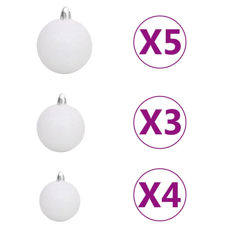 vidaXL Osvetlený umelý vianočný stromček s guľami, ružový 180 cm, PVC