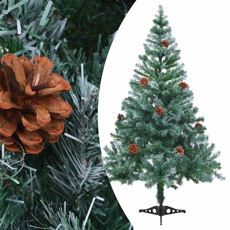 vidaXL Mrazom pokrytý osvetlený vianočný stromček+gule a šišky 150 cm