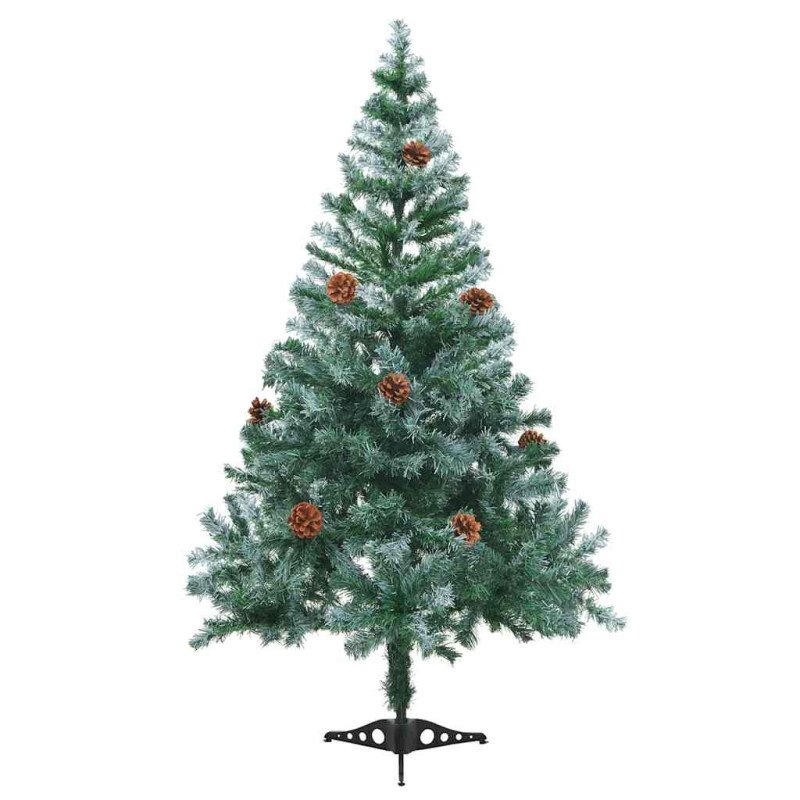 vidaXL Mrazom pokrytý osvetlený vianočný stromček+gule a šišky 150 cm