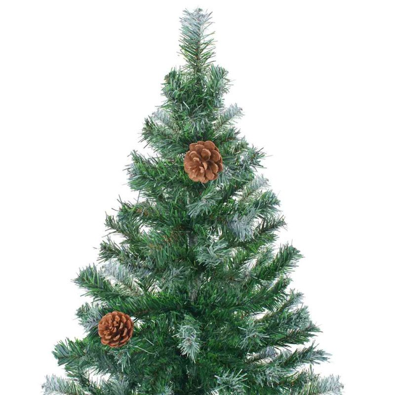 vidaXL Mrazom pokrytý osvetlený vianočný stromček+gule a šišky 150 cm