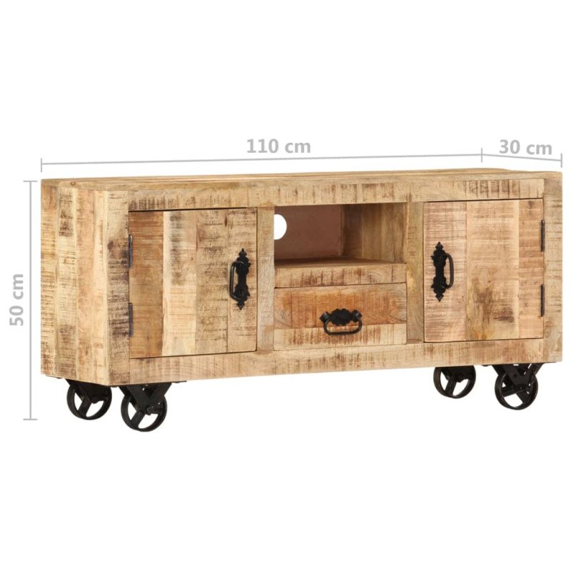 vidaXL TV stolík, surové mangové drevo 110x30x50 cm