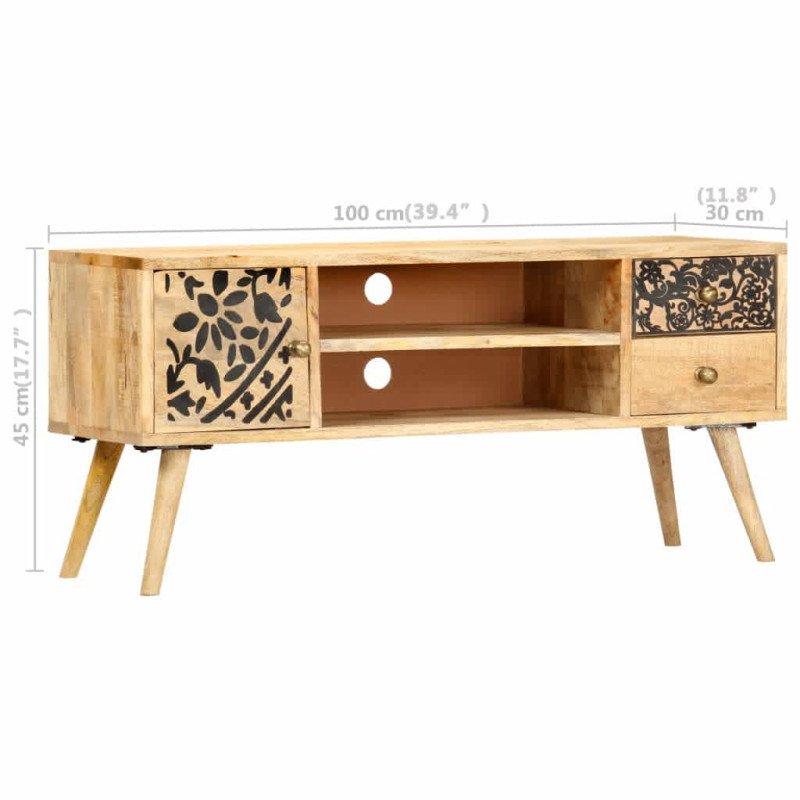 vidaXL TV skrinka 100x30x45 cm masívne mangovníkové drevo