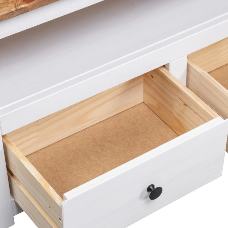 vidaXL Rohová TV skrinka biela 93x49x49 cm borovicový masív Panama Range vidaXL Rohová TV skrinka biela 93x49x49 cm borovicový masív Panama Range