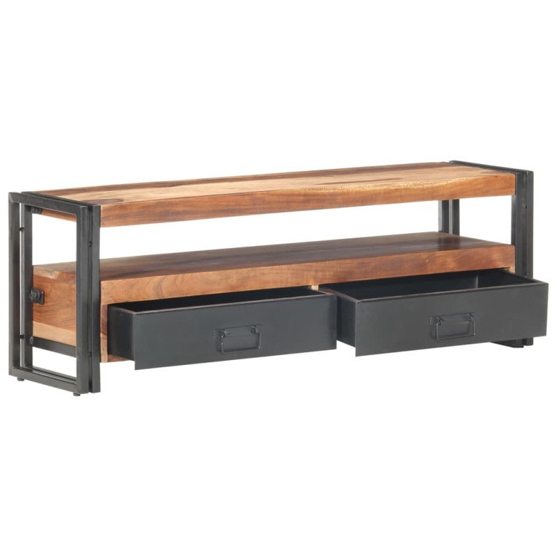vidaXL TV stolík 120x30x40 cm masívne drevo so sheeshamovým zakončením