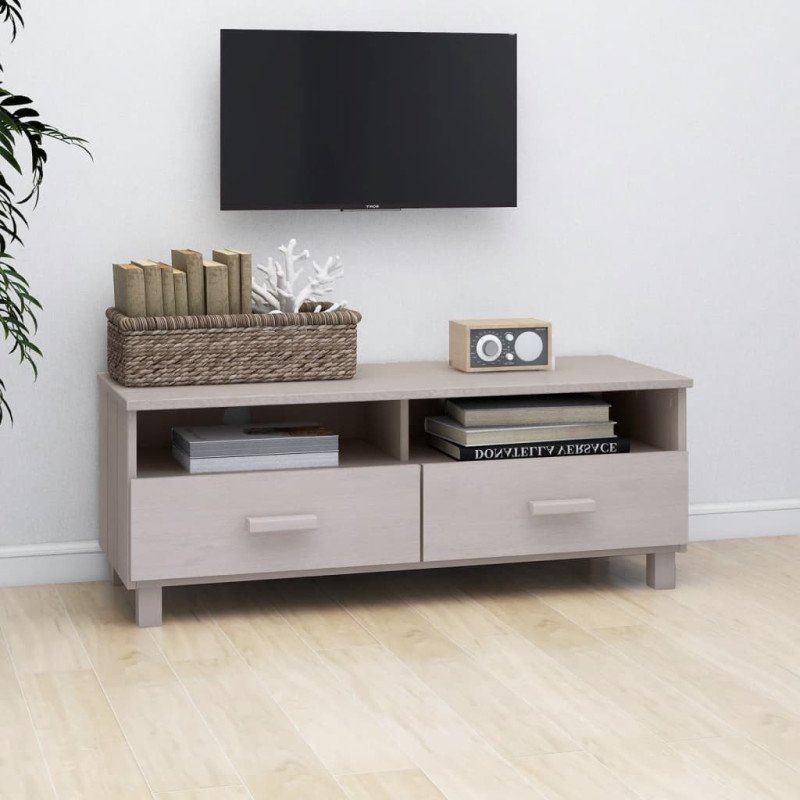 vidaXL TV skrinka HAMAR, biela 106x40x40 cm, borovicový masív