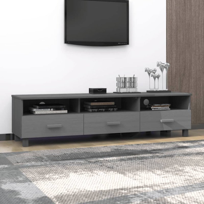 vidaXL TV skrinka HAMAR, tmavosivá 158x40x40 cm, borovicový masív