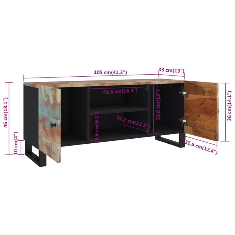 vidaXL TV skrinka 105x33x46 cm recyklovaný masív
