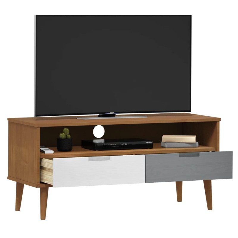 vidaXL TV skrinka MOLDE, hnedá 106x40x49 cm, borovicový masív