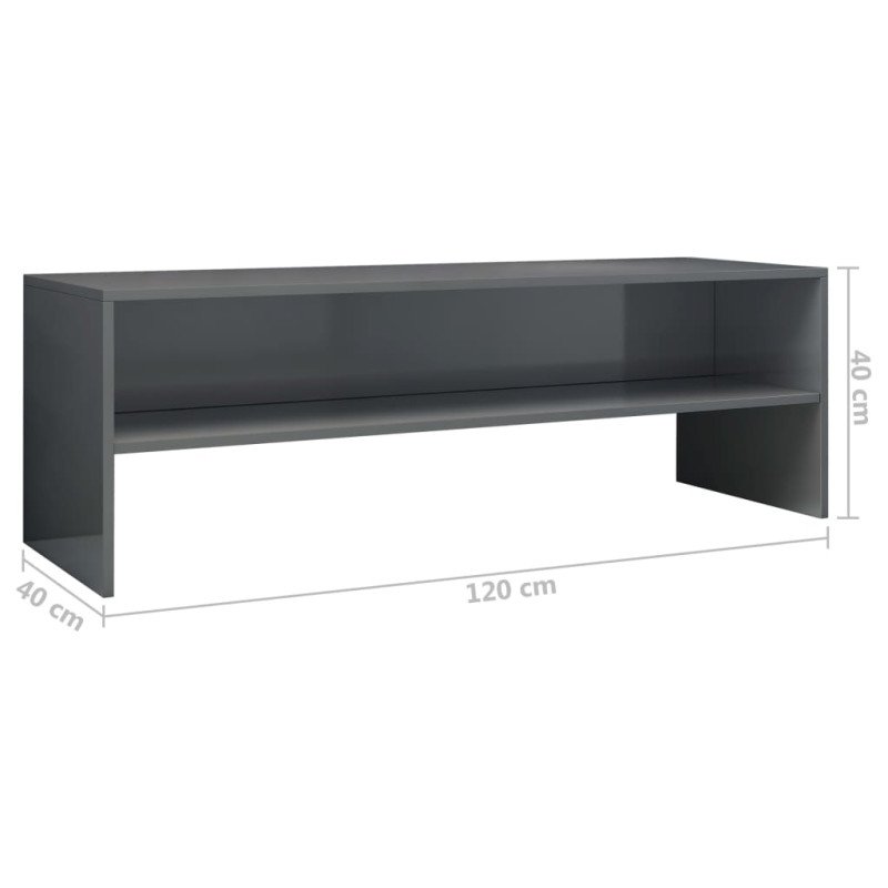 vidaXL TV skrinka sivá 120x40x40 cm drevotrieska lesklá 