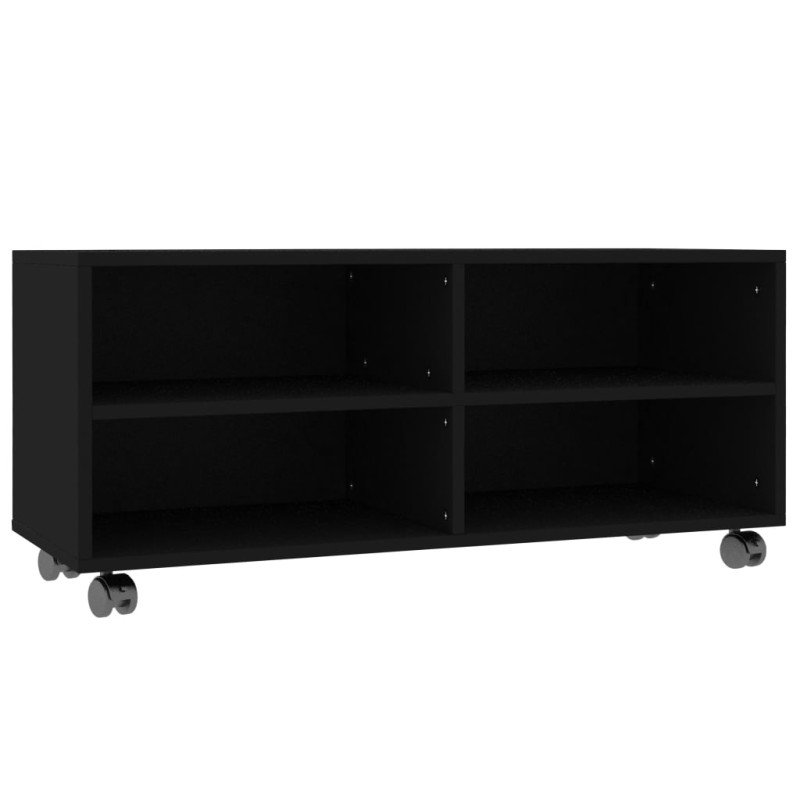 vidaXL TV skrinka s kolieskami čierna 90x35x35 cm drevotrieska   