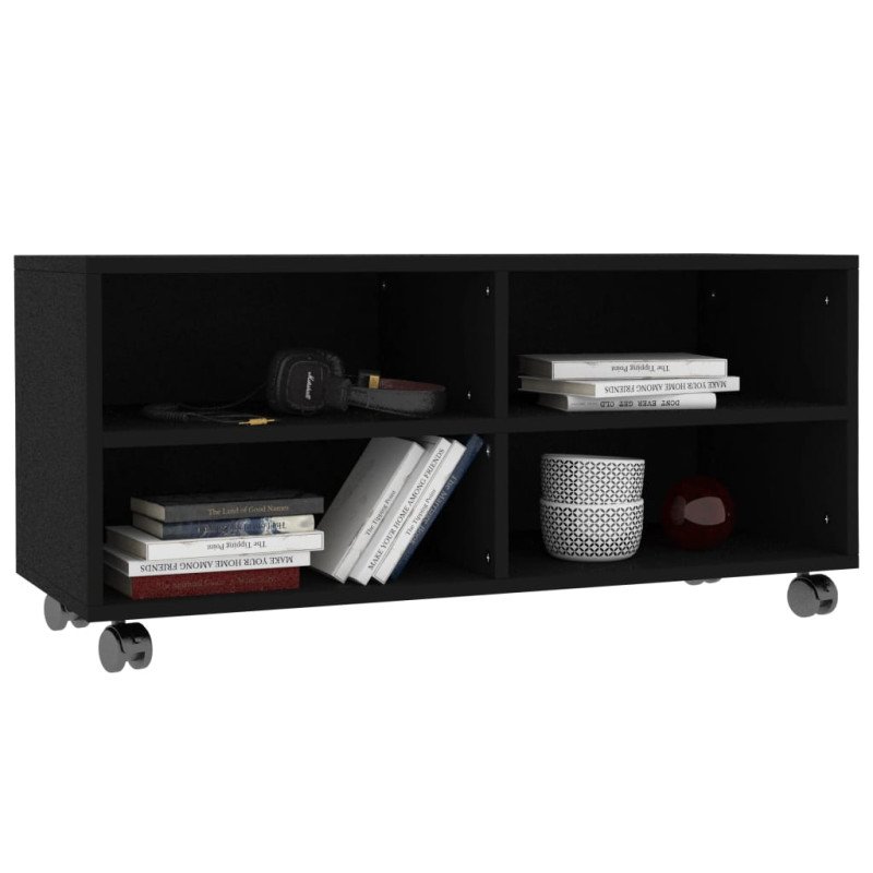vidaXL TV skrinka s kolieskami čierna 90x35x35 cm drevotrieska   