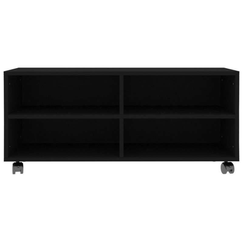 vidaXL TV skrinka s kolieskami čierna 90x35x35 cm drevotrieska   