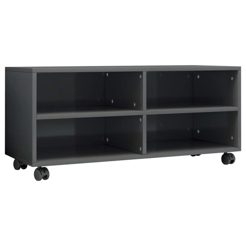 vidaXL TV skrinka s kolieskami lesklá sivá 90x35x35 cm drevotrieska   