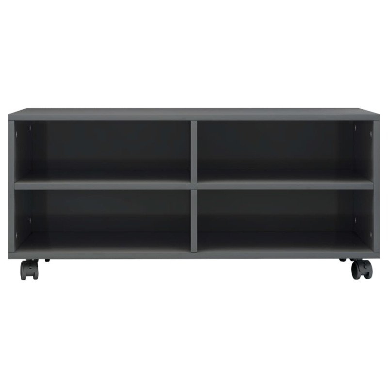 vidaXL TV skrinka s kolieskami lesklá sivá 90x35x35 cm drevotrieska   