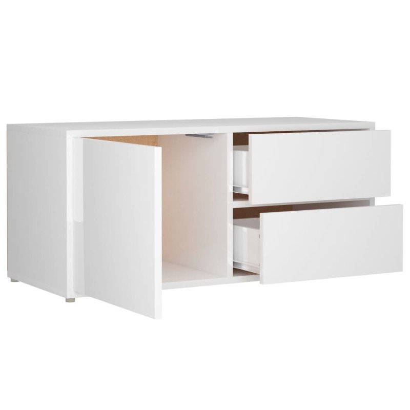 vidaXL TV skrinka, lesklá biela 80x34x36 cm, drevotrieska