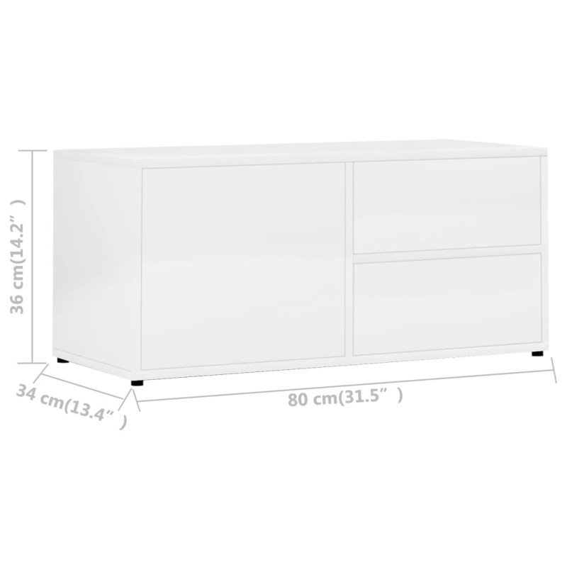 vidaXL TV skrinka, lesklá biela 80x34x36 cm, drevotrieska