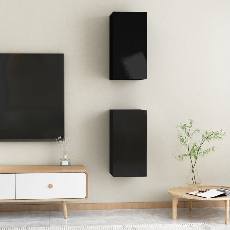 vidaXL TV skrinky 2 ks, lesklé čierne 30,5x30x60 cm, kompozitné drevo
