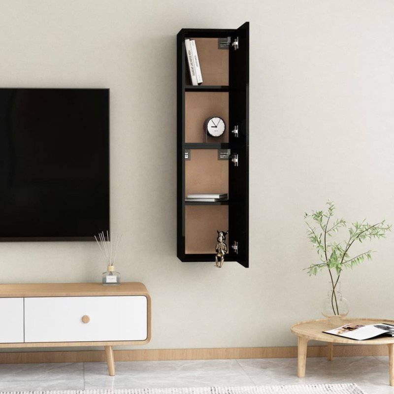 vidaXL TV skrinky 2 ks, lesklé čierne 30,5x30x60 cm, kompozitné drevo