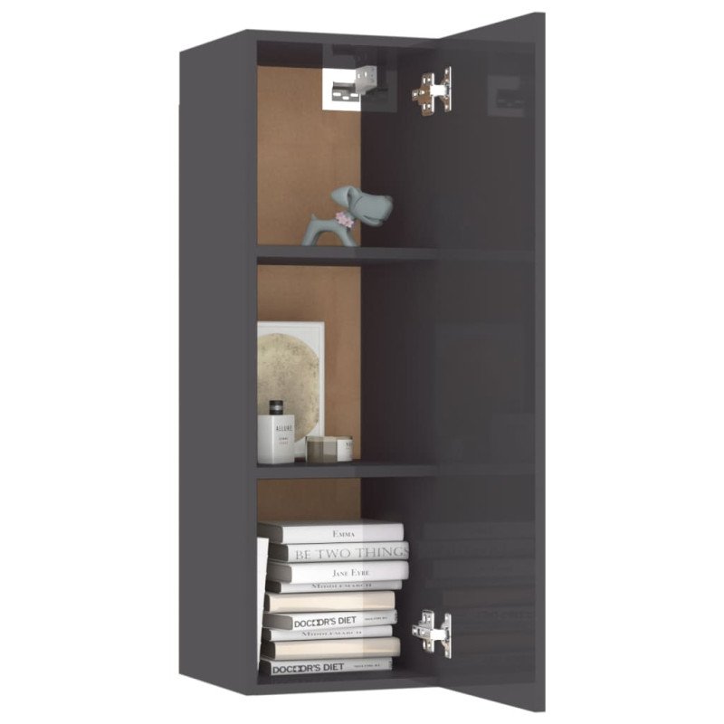 vidaXL TV skrinka, lesklá sivá 30,5x30x90 cm, kompozitné drevo