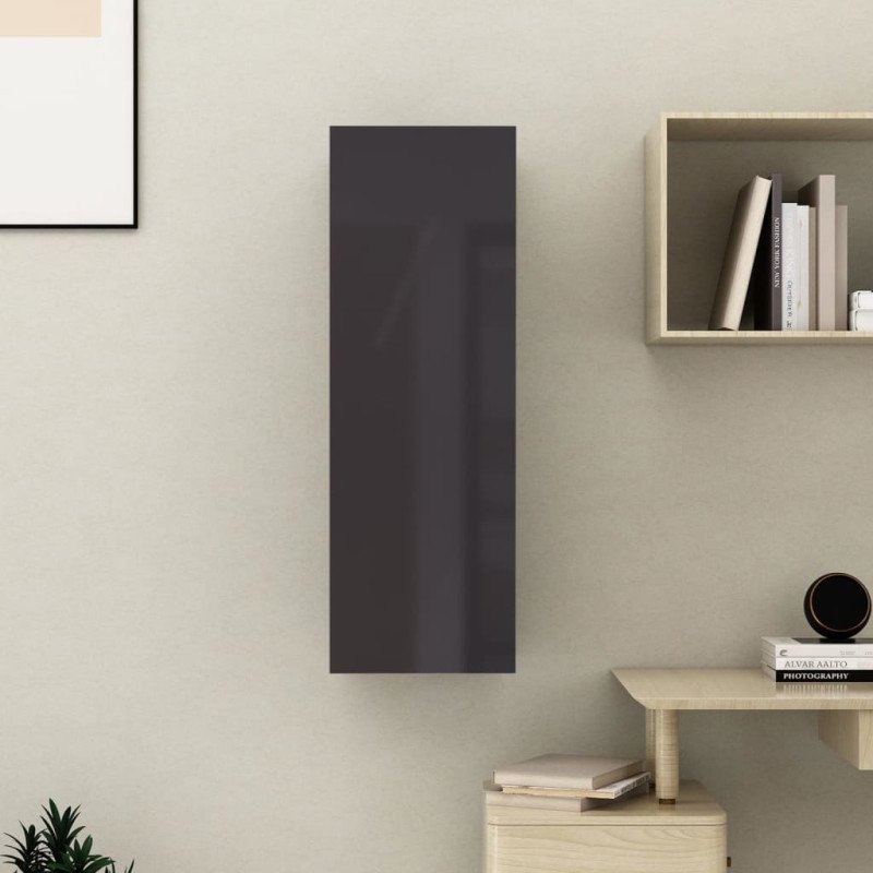 vidaXL TV skrinka, lesklá sivá 30,5x30x90 cm, kompozitné drevo