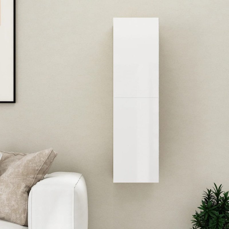 vidaXL TV skrinka, lesklá biela 30,5x30x110 cm, kompozitné drevo