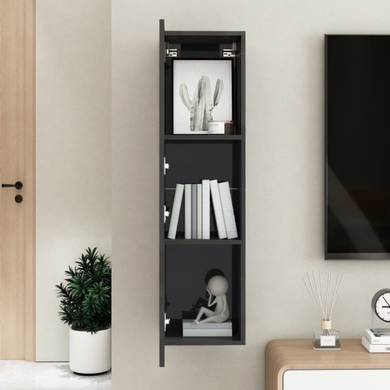 vidaXL TV skrinka, lesklá čierna 30,5x30x110 cm, kompozitné drevo