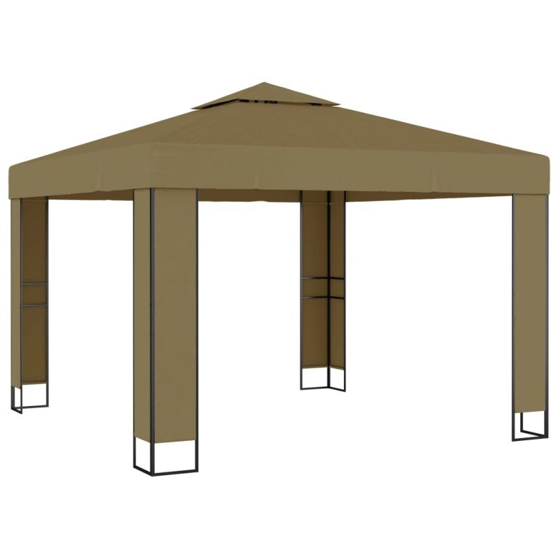 vidaXL Altánok s dvojitou strieškou 3x3x2,7 m, sivohnedý 180 g/m²