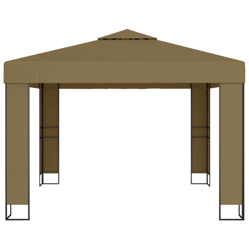 vidaXL Altánok s dvojitou strieškou 3x3x2,7 m, sivohnedý 180 g/m²