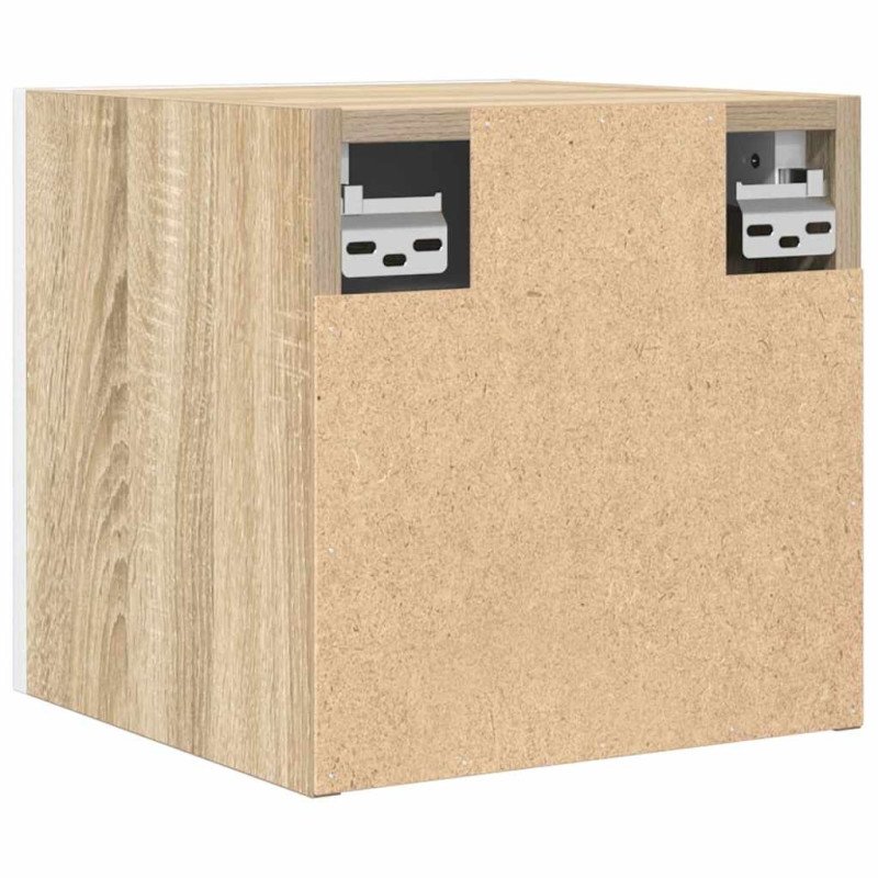 vidaXL Nástenné TV skrinky 2 ks biele a dub sonoma 30,5x30x30 cm